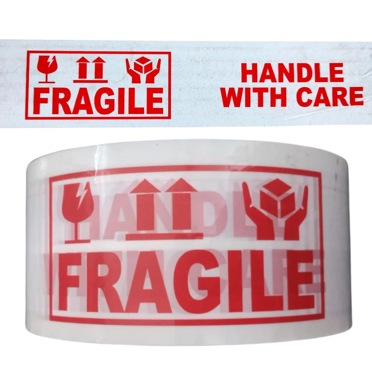 Handle with Care Fragile Tape – 6 Rolls, 48mm x 65m each, for secure packaging with bold printed warnings for safe delivery and handling.