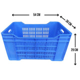 SINGHAL Heavy-Duty Big Blue Portable Plastic Crate 54x36x29 CM | Storage Crate for Vegetables, Fruits, Milk | Combo Pack of 2 | Large Shelf Basket