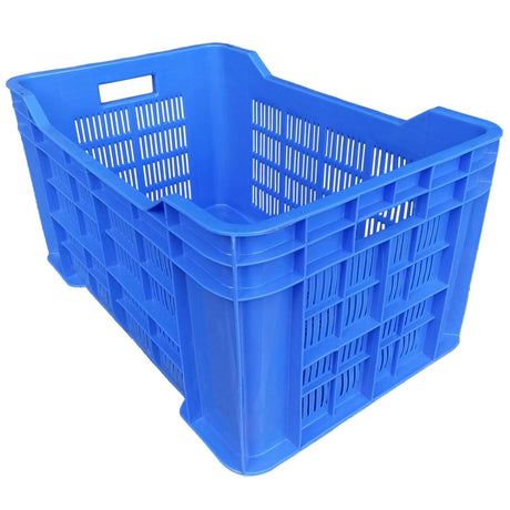 SINGHAL Multipurpose Heavy Duty Big Blue Portable Plastic Crate 54X36X29 CM | Crates for storage | Shelf Basket for Large Storage Bin | Vegetable, Fruit, Milk
