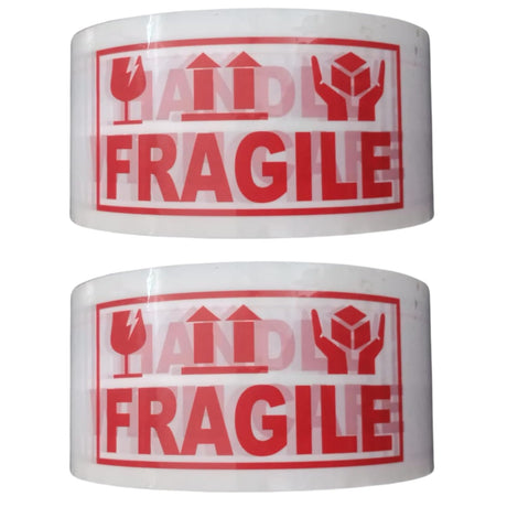 SINGHAL Handle with Care Fragile Tape Printed Tape Packaging Tape (2 Roll) 48mm X 65 Meter