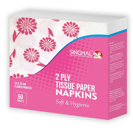 Singhal 2 Ply Tissue Paper Napkins Printed 33x33 - Pack of 1 (50 Pulls Per Pack, 50 Sheets)