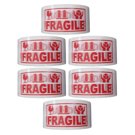 SINGHAL Handle with Care Fragile Tape Printed Tape Packaging Tape (6 Roll) 48mm X 65 Meter