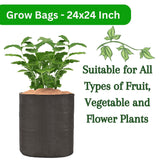 SINGHAL HDPE UV-Protected Round Grow Bags, 24x24 Inch, Black, Set of 3 – Ideal for Terrace & Veggie Gardens