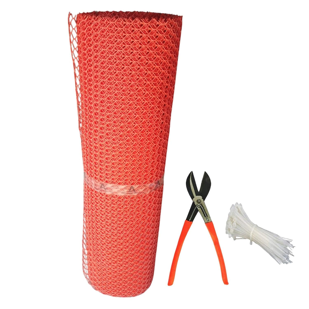 Singhal Tree Guard Net, Garden Fencing Net Virgin Plastic Red Color with 1 Cutter and 50 PVC Tags (4 x 10 Ft)