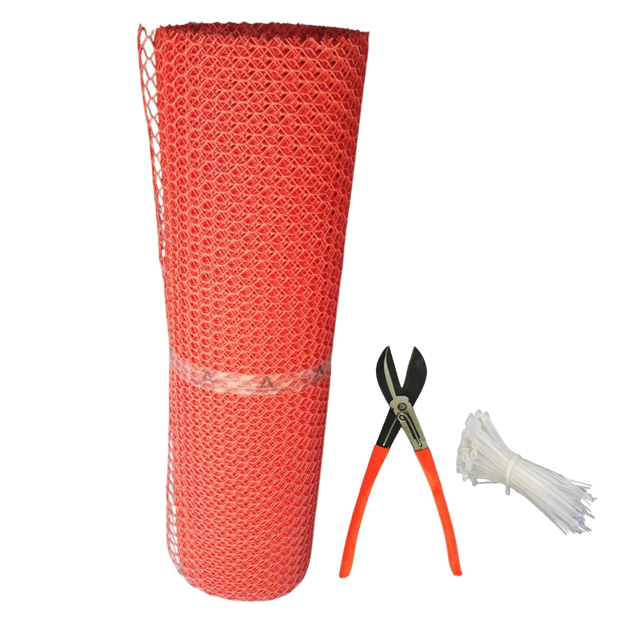 Singhal Tree Guard Net, Garden Fencing Net Virgin Plastic with 1 Cutter and 50 PVC Tags (Red, 4 ft x 15 ft)