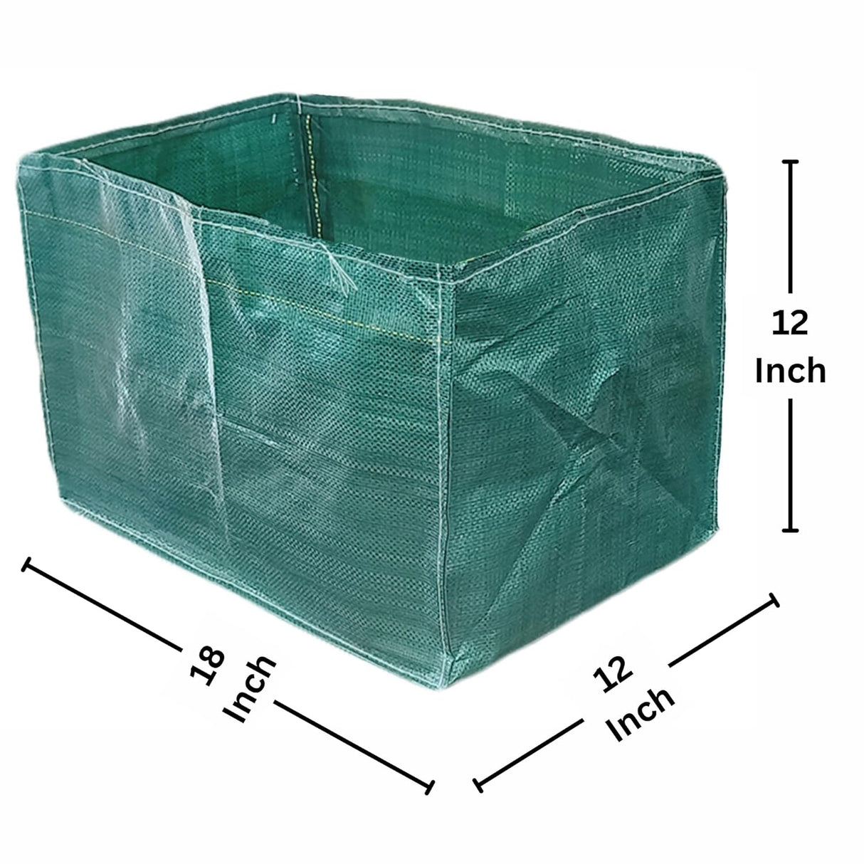 SINGHAL HDPE UV-Protected Rectangular Grow Bags 18x12x12 Inches, Pack of 10, Green - Ideal for Terrace & Vegetable Gardening