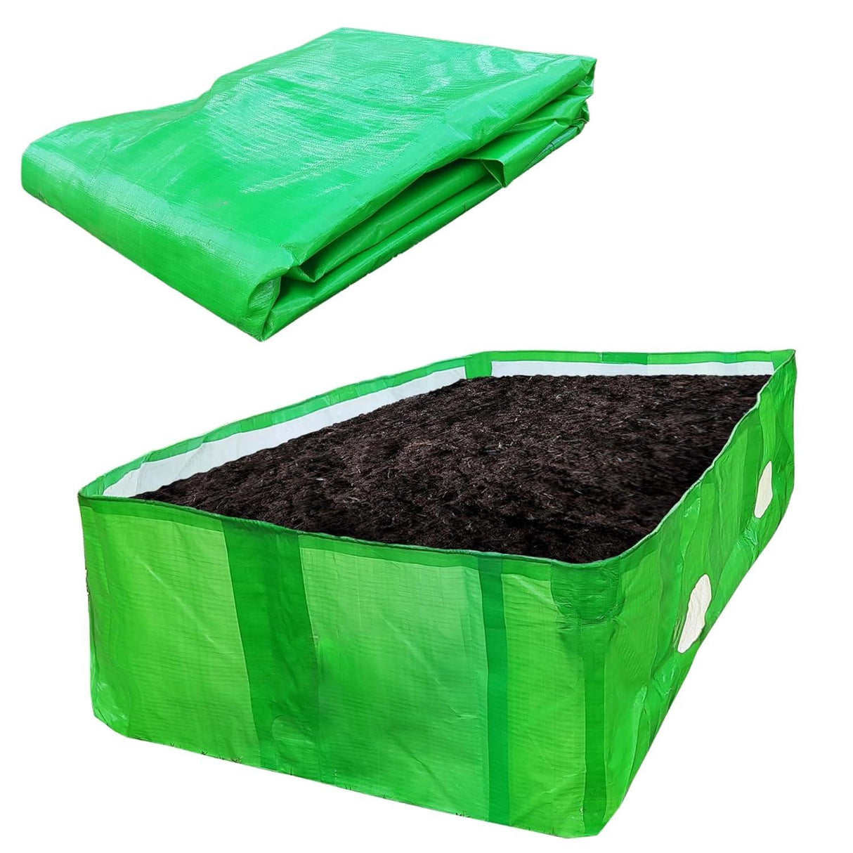 Singhal HDPE UV Stabilized Vermi Compost Bed, 100% virgin material, 380 GSM, green and white, measuring 12x4x2 ft for vermicomposting