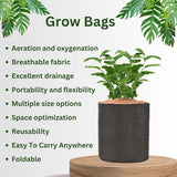 SINGHAL HDPE UV-Protected Round Grow Bags, 24x24 Inch, Black, Set of 3 – Ideal for Terrace & Veggie Gardens