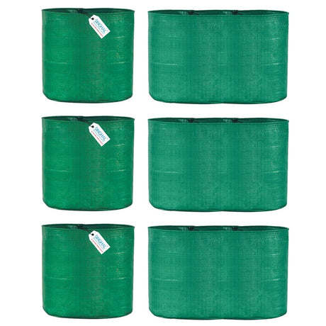 Singhal HDPE UV-Protected Round Plant Grow Bags Combo - 12x12 and 24x9 Inches (Set of 6 Bags, 3 of Each Size) for Terrace and Vegetable Gardening