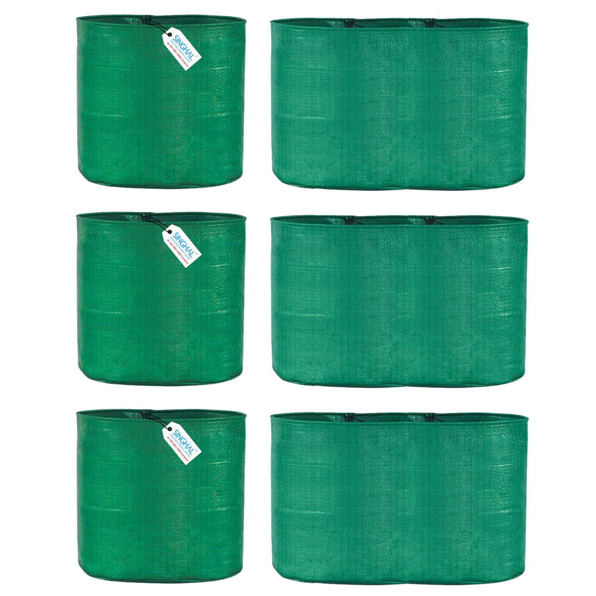 Singhal HDPE UV-Protected Round Plant Grow Bags Combo - 12x12 and 24x9 Inches (Set of 6 Bags, 3 of Each Size) for Terrace and Vegetable Gardening