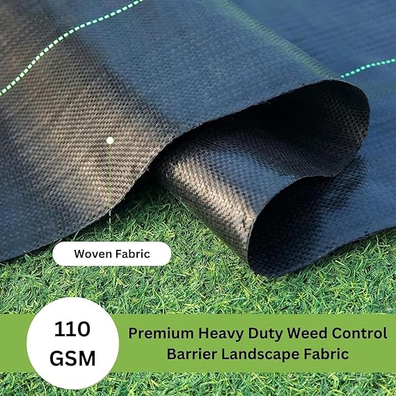 Garden Weed Control Mat 2 x 80 Meter, Heavy Duty 110 GSM Black Landscape Fabric, Eco-Friendly Weed Block Gardening Mat for Effective Use