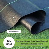 Black Garden Weed Control Mat, 2 x 40m, Heavy Duty 110 GSM Landscape Fabric for Eco-Friendly Weed Blocking in Gardening and Outdoor Projects