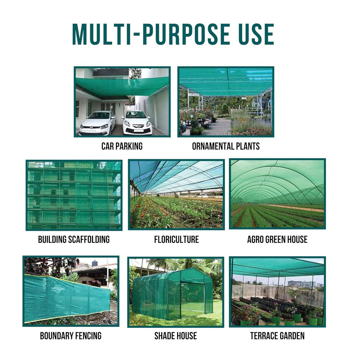 Singhal HDPE Green Shade Net offers 50% UV protection, perfect for terrace gardens, greenhouses, balconies, and multipurpose gardening (3m x 20m)