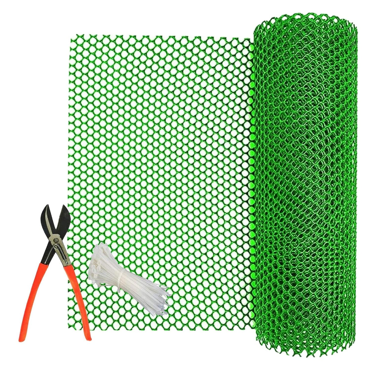 Tree Guard Net 4x20 Ft, Garden Fencing Net Virgin Plastic Green Color with 1 Cutter and 50 PVC Tag - Singhal Mart