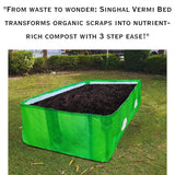 Singhal HDPE UV Stabilized Vermicompost Bed, crafted from 100% virgin materials, featuring a durable design in green and white (480 GSM, 12x4x2 Ft)