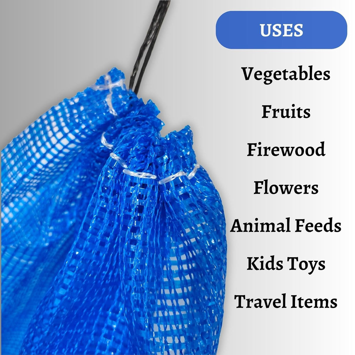 SINGHAL Leno Mesh Storage Produce Bags Reusable for Vegetable Storage Bags Onion Storage Washable Net Bags (20x32 Inch - Blue, 50)