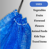SINGHAL Leno Mesh Storage Produce Bags Reusable for Vegetable Storage Bags Onion Storage Washable Net Bags (20x32 Inch - Blue, 50)