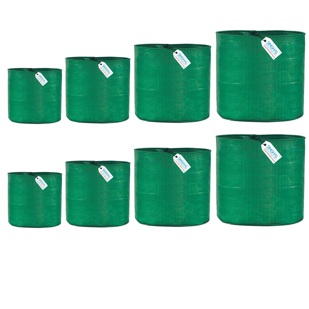 Singhal HDPE UV-Protected Round Plant Grow Bags Set – 2 Bags Each of 9x9, 9x12, 12x12, and 12x15 Inches (Total of 8 Bags) for Terrace and Vegetable Gardening