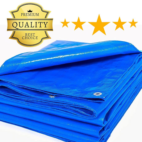Heavy Duty Tarpaulin Sheet Blue 170 GSM - Reinforced, UV Resistant, Waterproof - Singhal Mart
