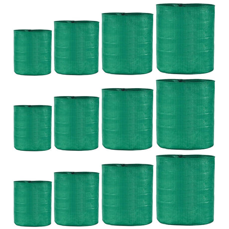 Singhal HDPE UV-Resistant Round Plant Grow Bags Combo - 12x12, 12x15, 15x15, 15x18 Inch (Set of 12 Bags, 3 Bags Each Size) for Terrace and Vegetable Gardening