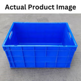 SINGHAL Heavy Duty Big Blue Portable Plastic Crate 650x450x315mm | Versatile Storage Crate | Large Shelf Basket for Vegetables, Fruits, Milk | 2-Pack