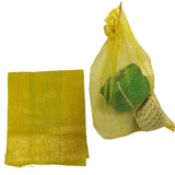 Pack of 25 SINGHAL Multipurpose Storage Bags with Drawstring – Ideal for Vegetables, Laundry, and Firewood – Leno Mesh, 16x32 Inch, Yellow