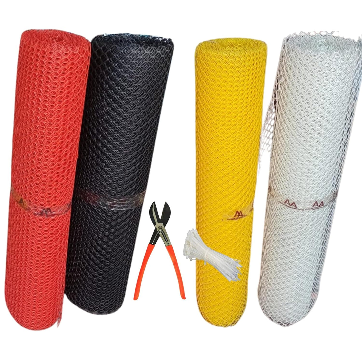 Singhal Tree Guard Net, Garden Fencing Net Virgin Plastic with 1 Cutter and 50 PVC Tags (Yellow, 4 ft x 10 ft)