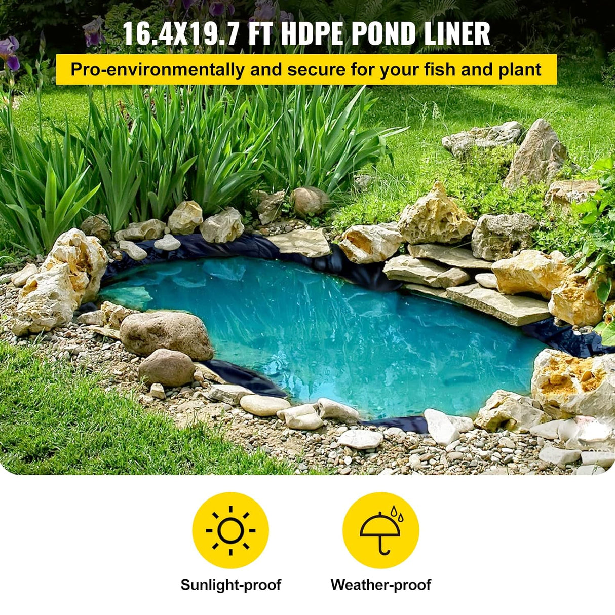 HDPE Pond Liner 250 Micron 4.23ft x 20ft, Heavy Duty Small Garden & Backyard Black - Singhal Mart