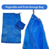 SINGHAL Mesh Onion Produce Bags with Drawstring | 20 Inch x 31.50 Inch Bags | Reusable Breathable Leno PP Fabric | Great for Packaging Produce, Vegetables and Fruit, Blue Color (Combo Pack of 25)