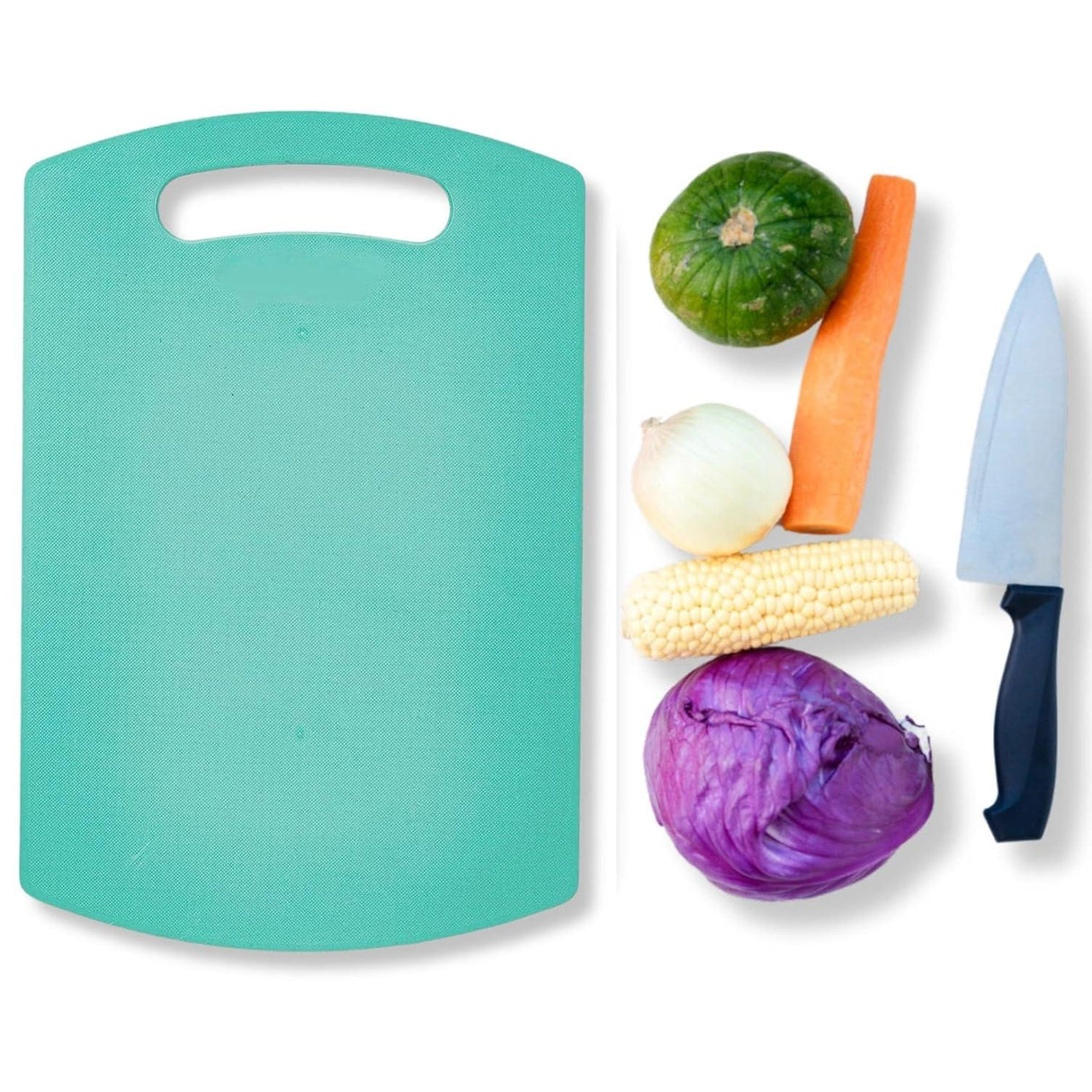 Premium Plastic Cutting Board with Handle – Food-Safe and BPA-Free, Perfect for Kitchen Use with Vegetables and Fruits, Dishwasher Safe, Medium Green