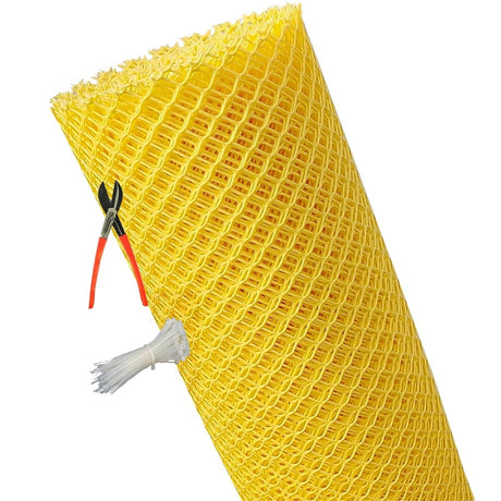Singhal Tree Guard Net, Garden Fencing Net Virgin Plastic with 1 Cutter and 50 PVC Tags (Yellow, 4 ft x 5 ft)