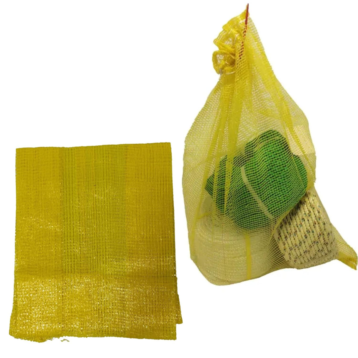 SINGHAL PP Mesh Storage Bags 22x32 Inch with Drawstring, Yellow Color | Upto 40kg Capacity Great for Packaging Produce, Vegetables and Fruit | Multipurpose Bora, Bori (5)