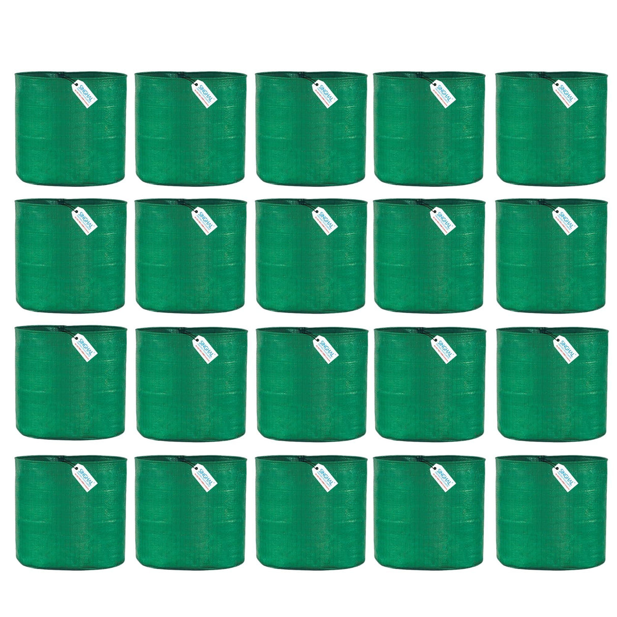 SINGHAL HDPE UV-Protected Round Grow Bags 24x24 Inches, Pack of 20, Green—Ideal for Terrace and Vegetable Gardening