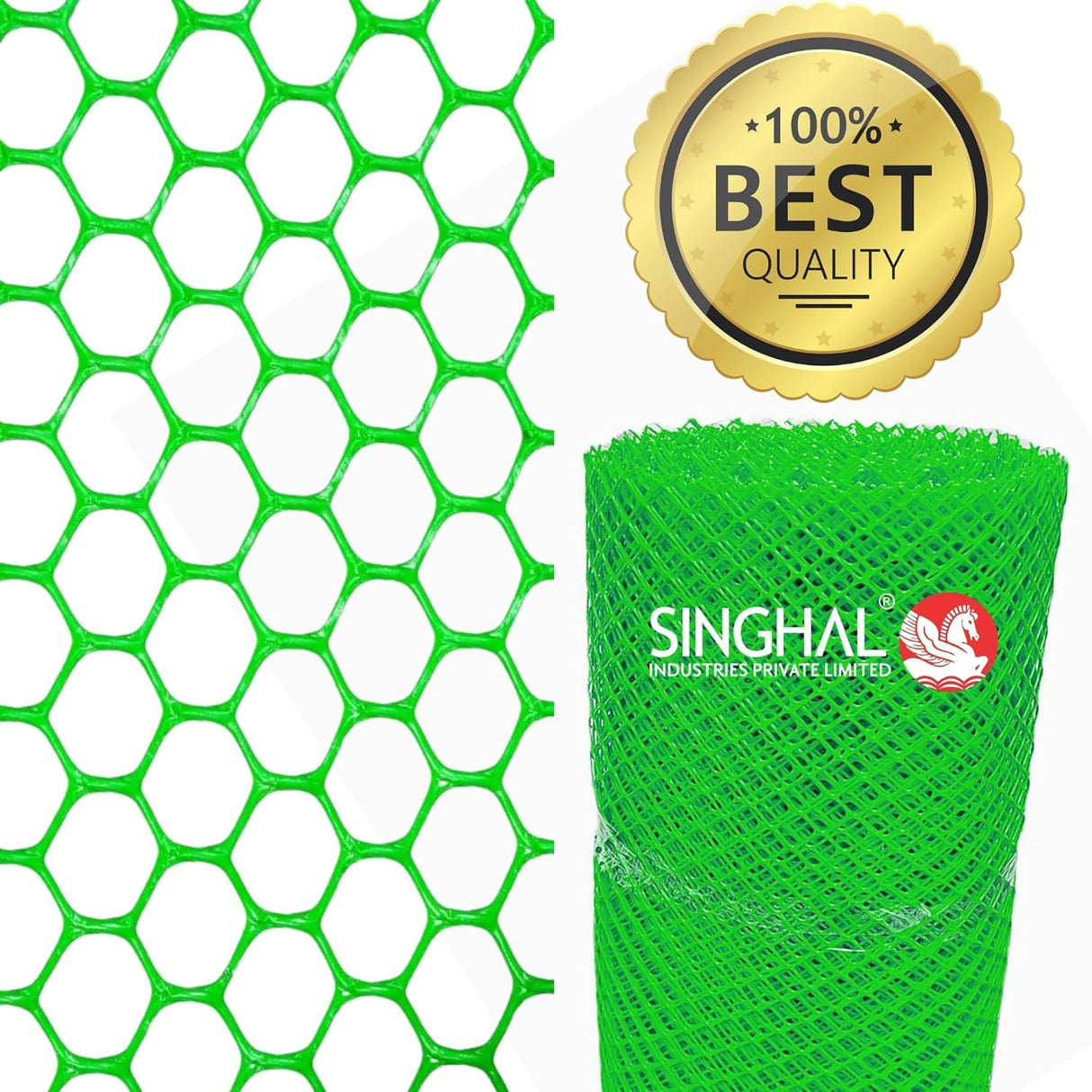 Singhal Tree Guard Net, Garden Fencing Net Virgin Plastic Red Color with 1 Cutter and 50 PVC Tags (4 x 15 Ft)