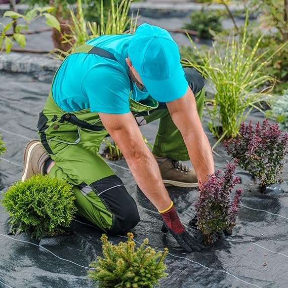 Black Garden Weed Control Mat, 2 x 40m, Heavy Duty 125 GSM Landscape Fabric for Eco-Friendly Weed Blocking in Gardening and Outdoor Projects