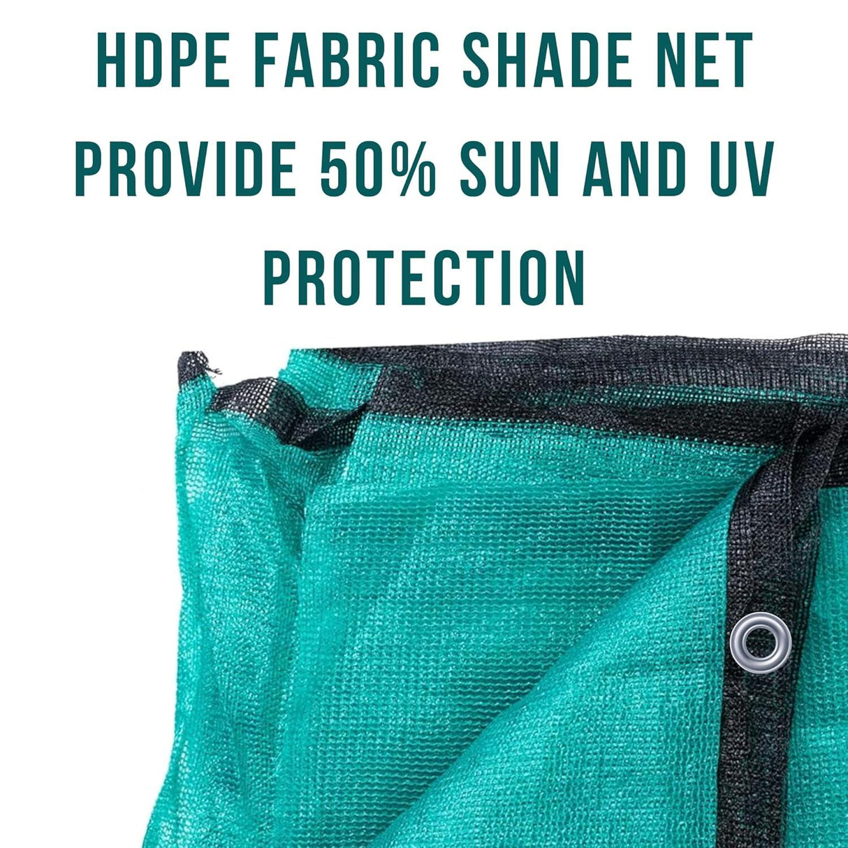 Singhal HDPE Green Shade Net, 50% UV Protected, 3x5m for Terrace Gardens, Greenhouses & Balconies, with Eyelets for Easy Setup