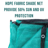 Singhal HDPE Green Shade Net offers 50% UV protection, perfect for terrace gardens, greenhouses, balconies, and multipurpose gardening (3m x 20m)