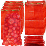 SINGHAL Leno Mesh Storage Produce Bags Reusable for Vegetable Storage Bags Onion Storage Washable Net Bags (18x33 Inch - Orange, 50)