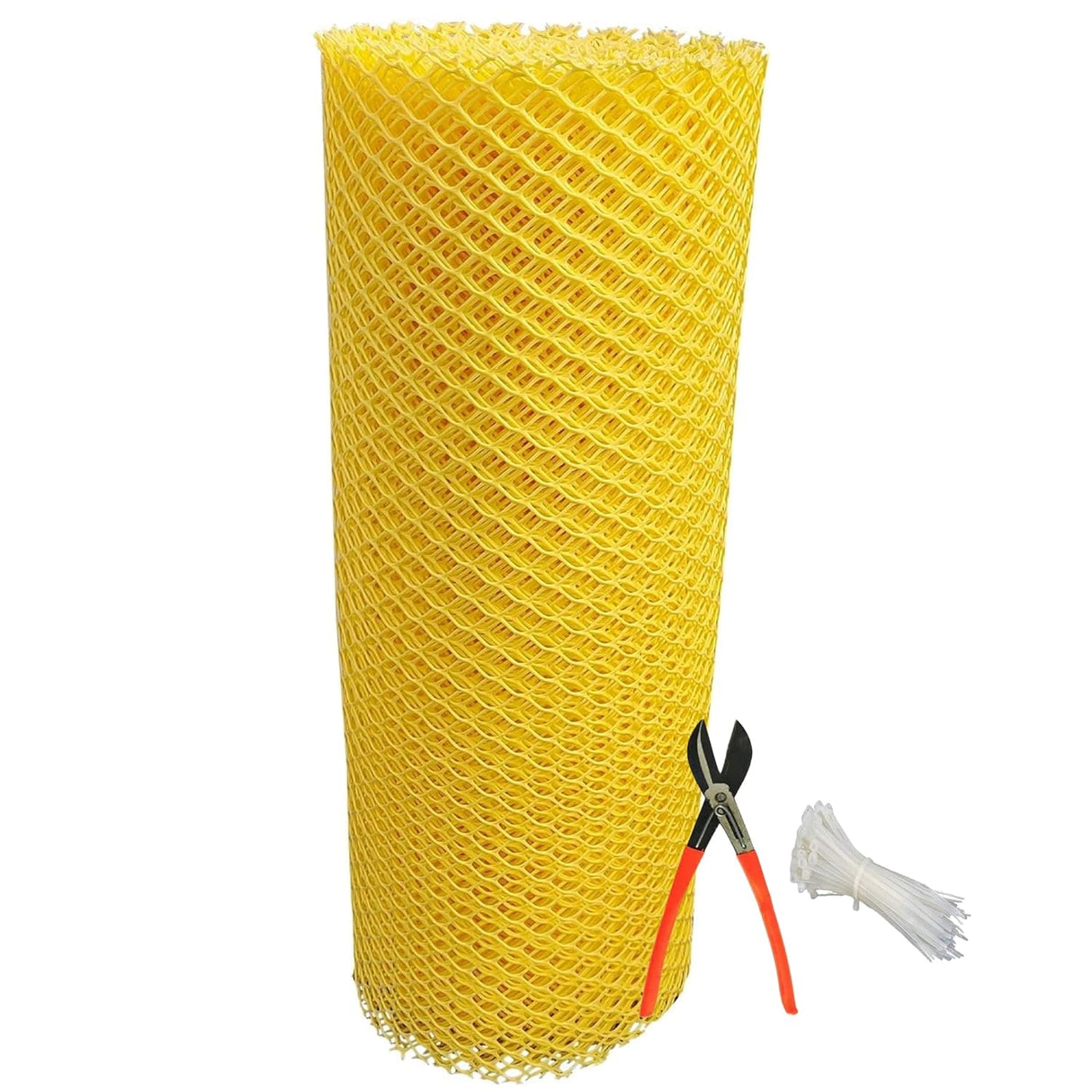 Singhal Tree Guard Net, Garden Fencing Net Virgin Plastic with 1 Cutter and 50 PVC Tags (Yellow, 4 ft x 5 ft)