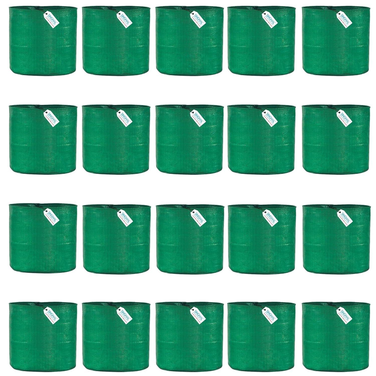 SINGHAL HDPE UV Protected Round Plants Grow Bags 12x12 Inch Pack of 20 Green Colour Suitable for Terrace and Vegetable Gardening