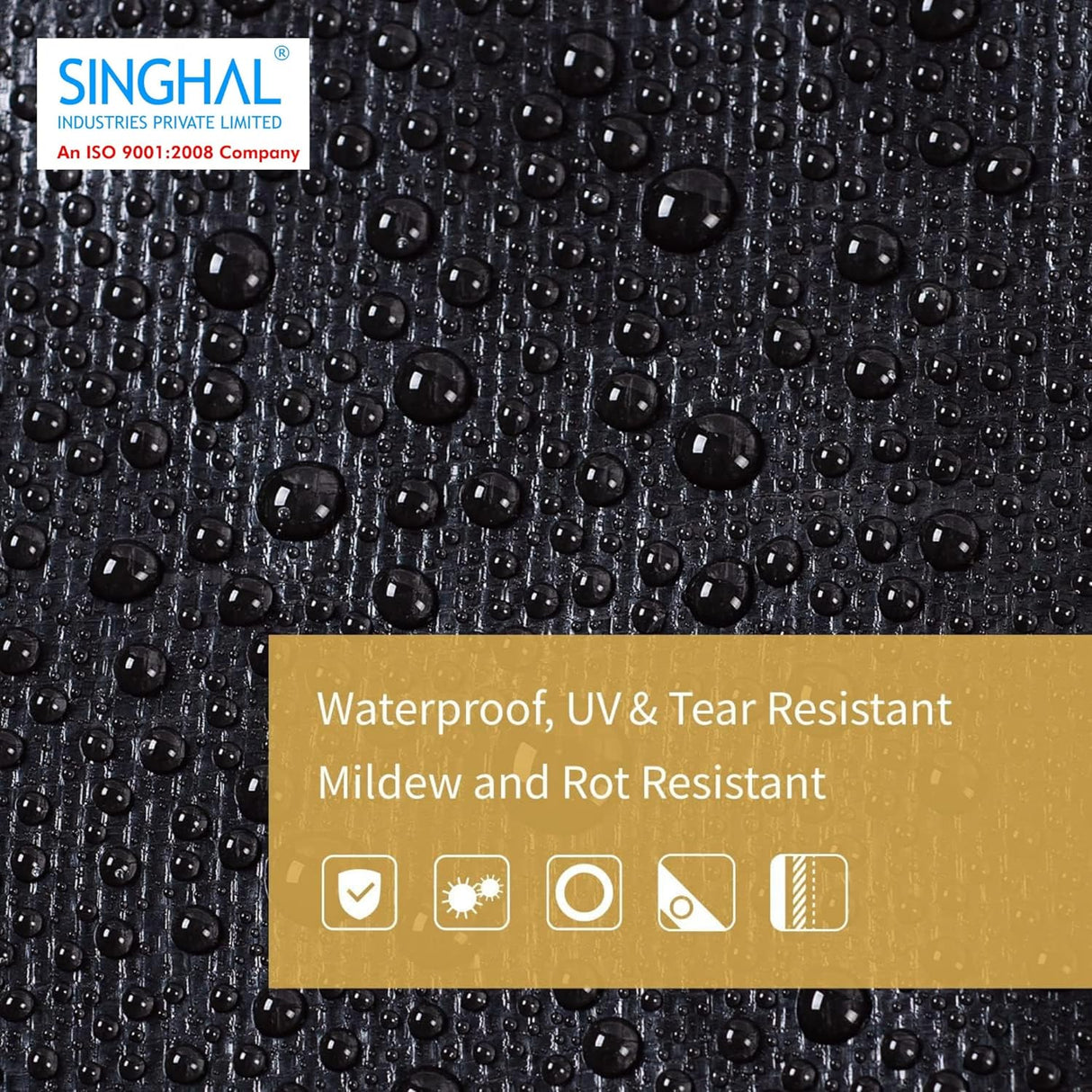 Singhal Black Tarpaulin Sheet 16x24ft, Tirpal Tadpatri Tharpai Thadika, Reinforced Eyelets, UV Resistant, 100% Pure Virgin 170 GSM Heavy Duty Waterproof