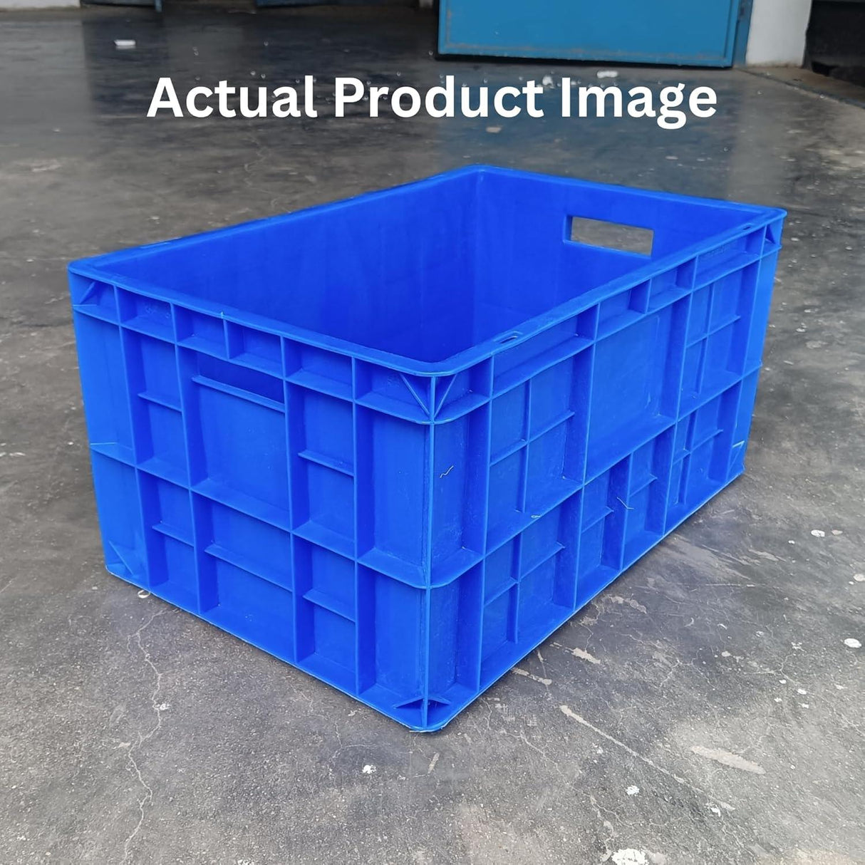 SINGHAL Heavy-Duty Blue Storage Crate 50x32.5x25 CM – Large, Portable Plastic Bin for Fruits, Vegetables, Milk, and More