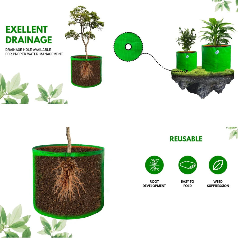 Premium 260 GSM HDPE 12x18 Inch Grow Bags for Terrace & Vegetable Gardening - Durable, High-Quality Planting Solution