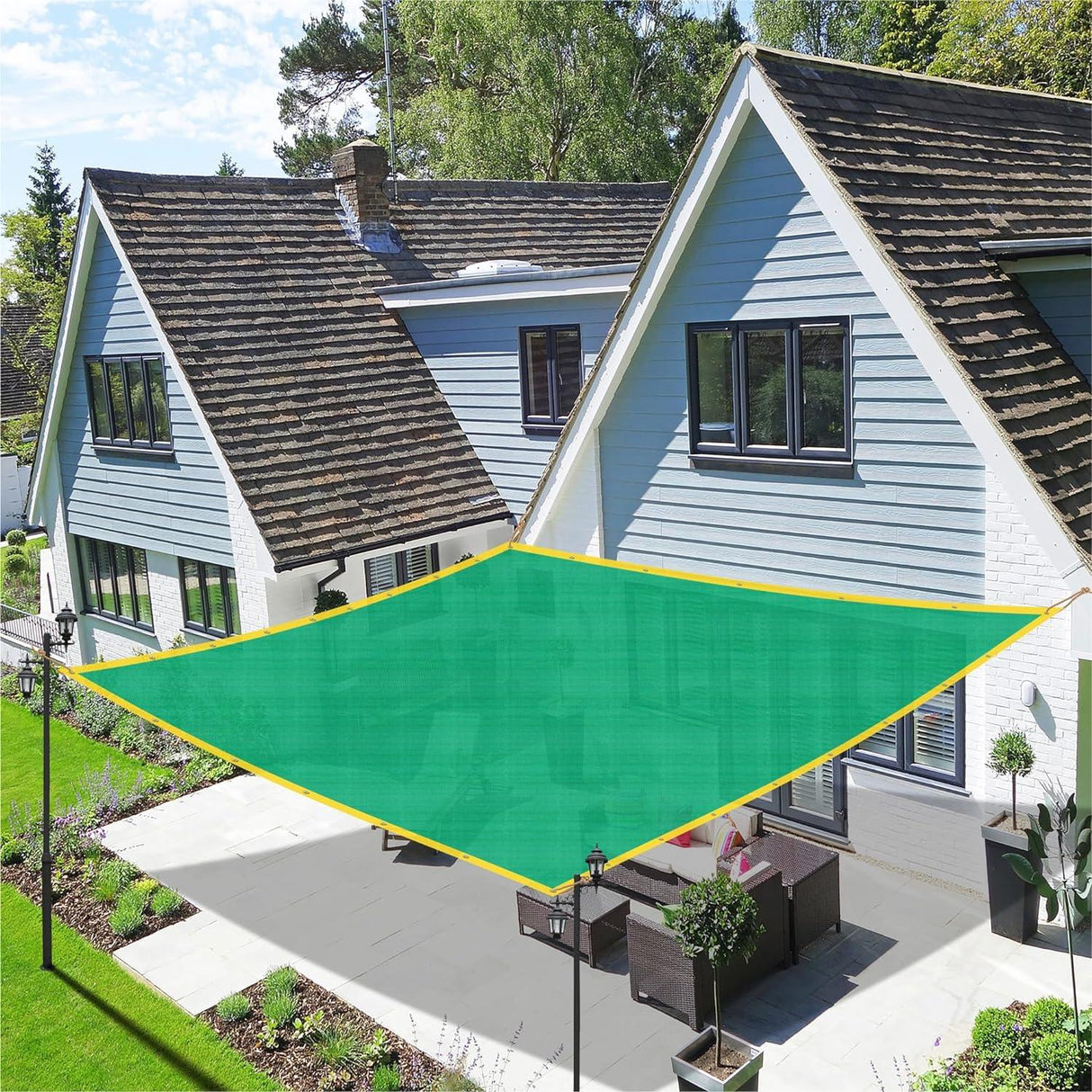 Singhal Multipurpose 50% UV Protection Shade Net - 10x165 Ft Green Net for Gardens, Greenhouses, Car Parking, Nurseries & More