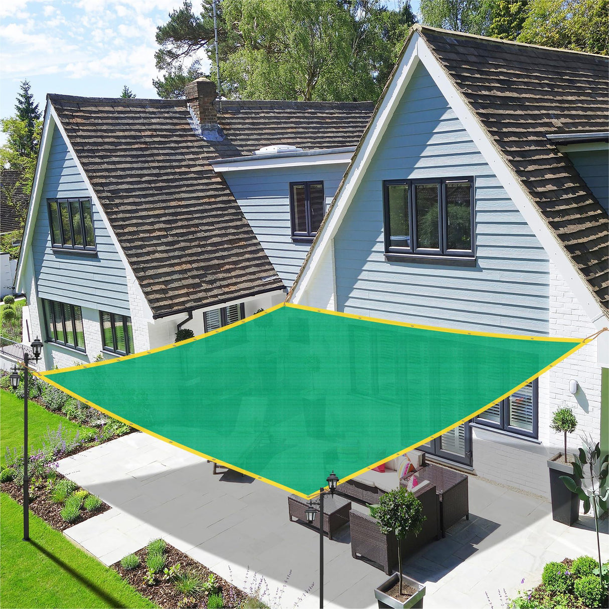 Singhal Multipurpose 50% UV Protection Shade Net - 10x165 Ft Green Net for Gardens, Greenhouses, Car Parking, Nurseries & More