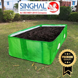 Singhal HDPE UV Stabilized Vermi Compost Bed, made from 100% virgin materials in green and white, measuring 12x4x2 ft and 450 GSM