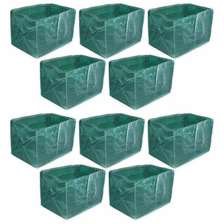 SINGHAL HDPE UV-Protected Rectangular Grow Bags 18x12x12 Inches, Pack of 10, Green - Ideal for Terrace & Vegetable Gardening