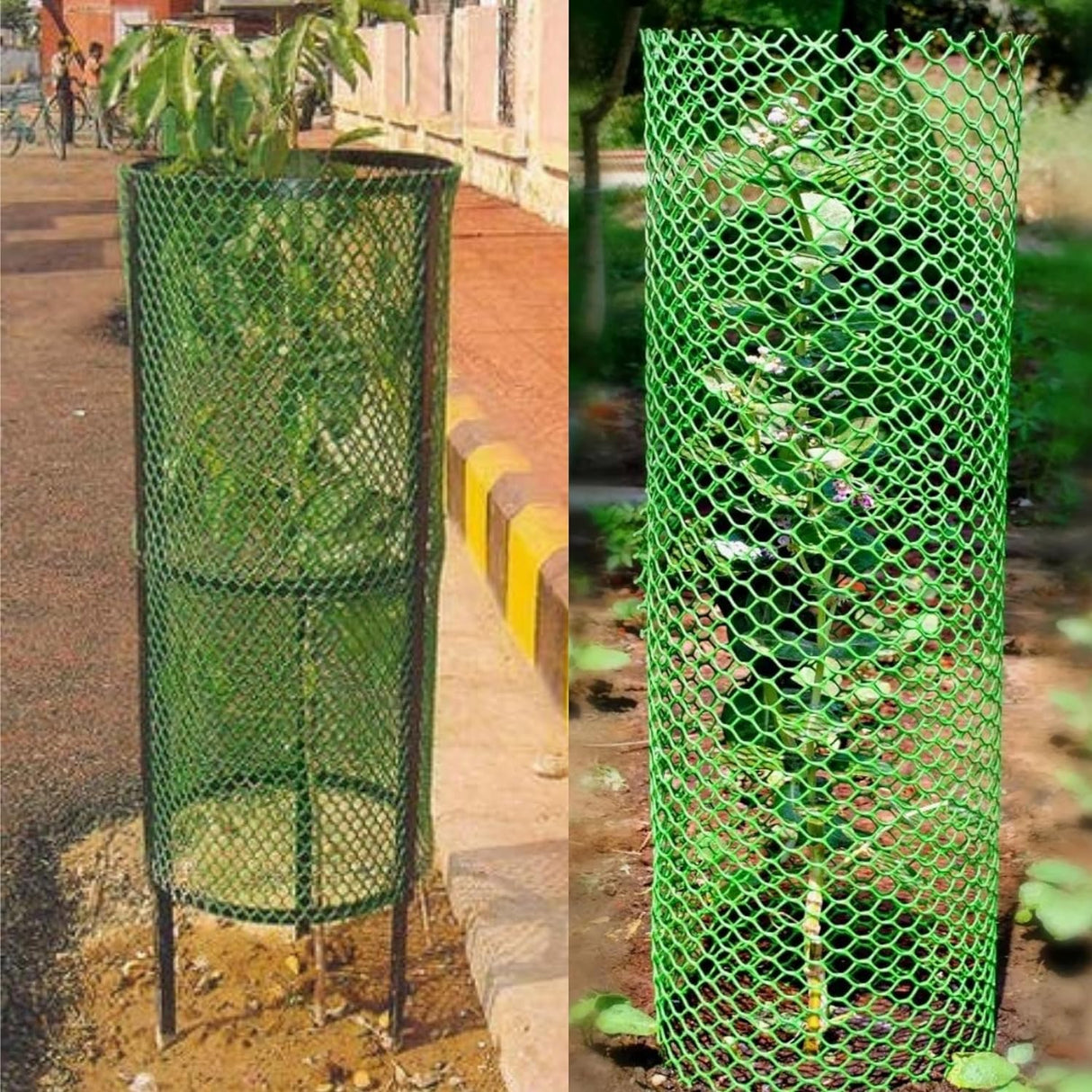 Singhal Tree Guard Net, Garden Fencing Net Virgin Plastic with 1 Cutter and 50 PVC Tags (Green, 4 ft x 25 ft)