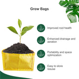 18x12x12 inch Yellow Grow Rectangle Bag for Terrace Gardening (3 Pack)