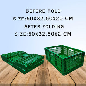 Foldable Crate, Collapsible Basket Green color